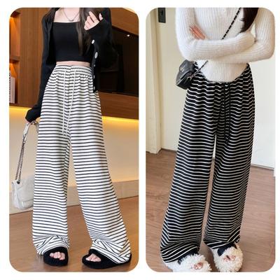 Striped Pants Towel Wide-leg Pants Women's Pendant Pants Spring and Autumn New High-waisted and Thin Casual Pants Straight Mopping Pants