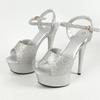 Eilyken Street Style Bling Sequin Cloth Sandals Women Stiletto High Heels Platform Open Toe Buckle Strap Party Prom Shoes