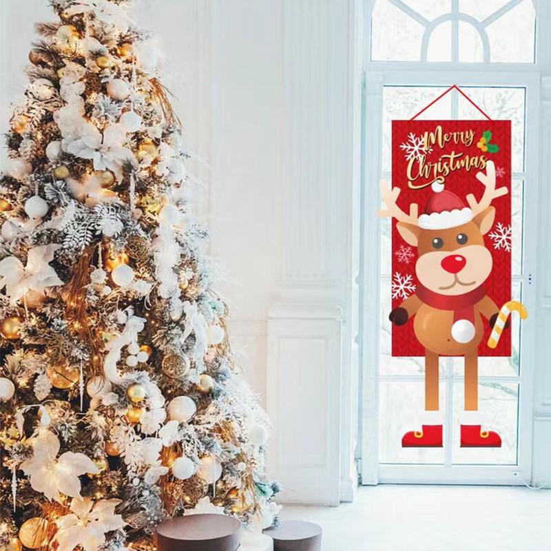 Christmas Hanging Flag Porch Door Banner Christmas Decorations For Home 2024 Ornaments Xmas Gifts Navidad New Year Decor 2024