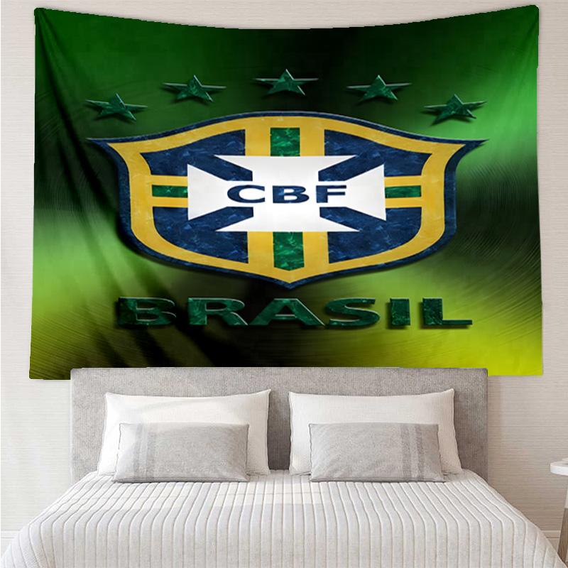 1PC Brazilian Football Emblem Printed Tapestry Room Decoration Wall Hanging for Living Room Bedroom, Dormitory, Birthday and Christmas Gifts