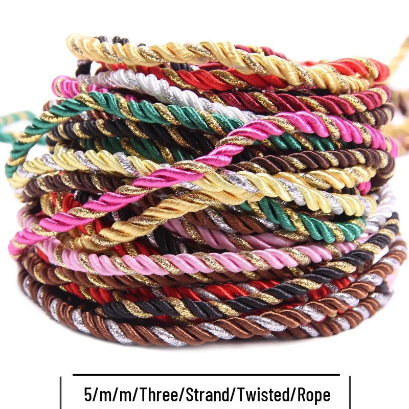 Декоративная плетеная веревка с узором, 5 мм, золотая нить 5m Segment, Discontinuous