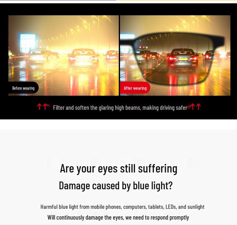 Unisex Ultralight Night Vision Anti-Blue Light Glasses for Phones, Computers, and Gaming