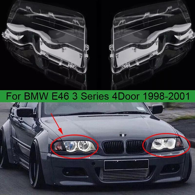 1Pcs/1 Pair Car Headlight Cover For BMW E46 4 Door 3-Series 1998 1999 2000 2001 Lampshade Bright Shell Head Lamp Lens Covers