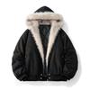 Giacca da uomo rétro mimetica foderata in pile con colletto in ecopelliccia, autunno e inverno, vestibilità ampia, parka sportivo con cappuccio, giacca imbottita in cotone