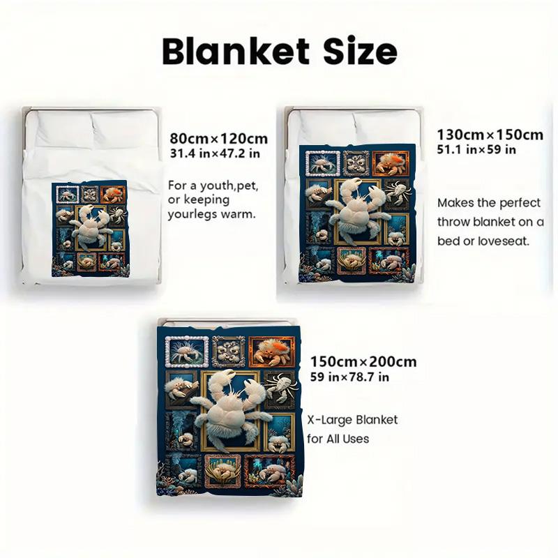 Furry Crab Gallery 2D Flat Pattern Flannel Blanket, High quality All Seasons, Home Decor, Warmth and Comfort, Perfect for Christmas Gifts.