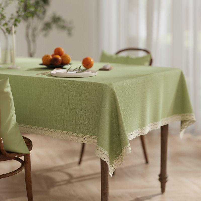 

Solid Tablecloth Fabric Rectangular Cotton Linen Simple Pastoral Japanese Table Cloth Square Household Coffee Table Cloth Tablecloth Grass Green Pillow 45*45cm core (1)