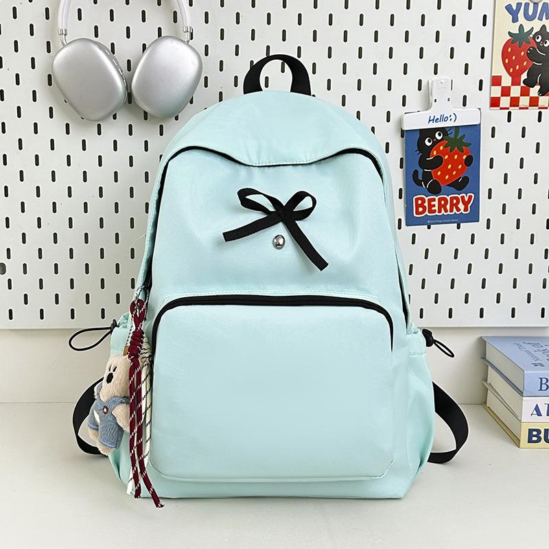 Schoolbag Ballet Style Bow Backpack Korean Version Niche Versatile Shoulder Bag Student Backpack Japanese Simple Solid Color Schoolbag