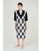 Greedius Line Check Print Strap Shoulder Dress