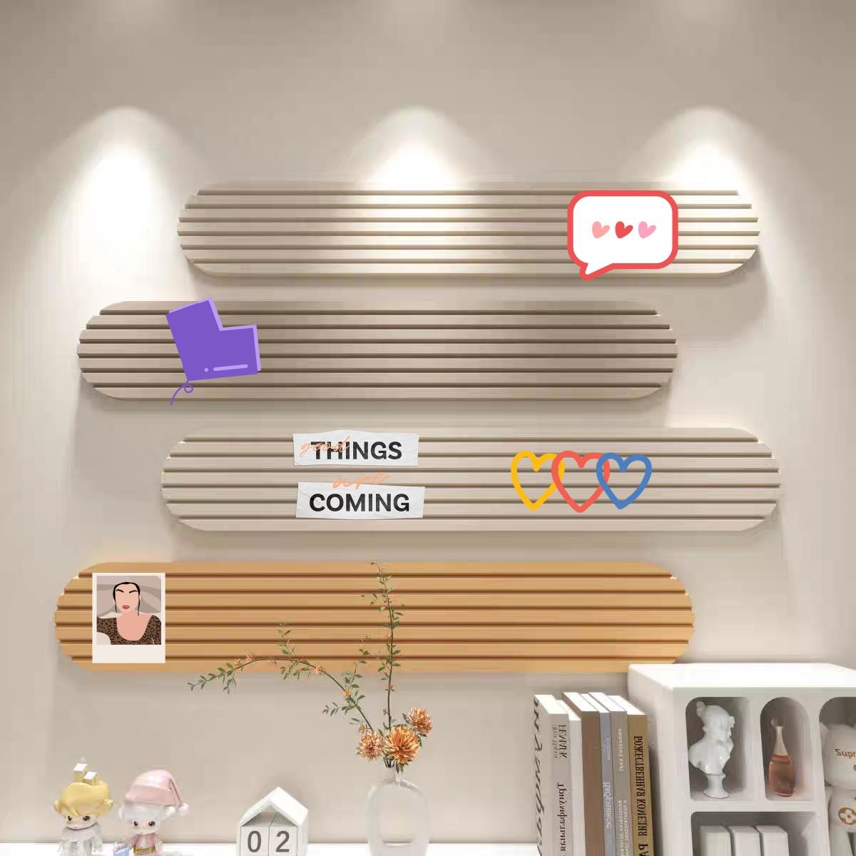 

4pcs Self Adhesive Fabric Wall Panels Reusable Modern Cork Style Bulletin Boards for Home,Office Classroom Decor No Residue Photo Display Message