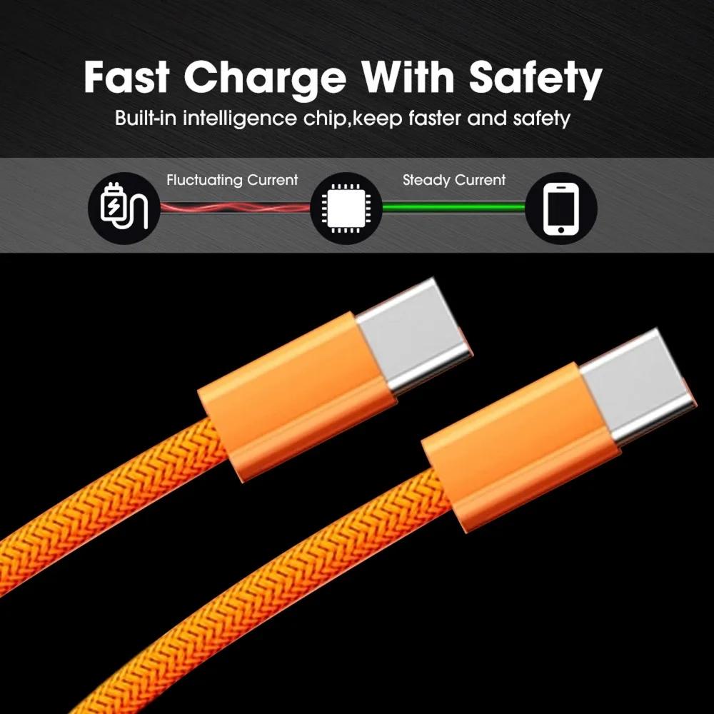 1/2/3m 60W Fast Charging Cable Data Line Type C To Type-C for Iphone 17 Pro Max USBC To C Cable Wire Cord for IPhone 15 16 17