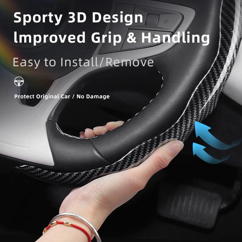 Suitable for Byd Carbon Fiber Texture Steering Wheel Cover Snap-On Wave-Shaped Sports Design Protective Shell Song Plus Atto 3 Dolphin Seagull Seal