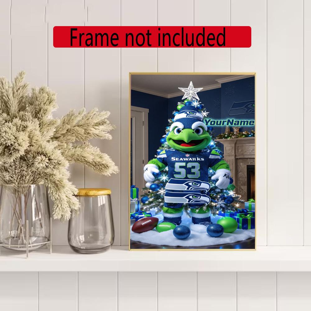 Seattle Seahawks Customize Your Name Diamond Painting Round Diamond Diy Frameless Holiday Artwork Suitable For Home Office Wall Decoration