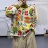 New Fashion Floral Oversize Cardigan Women Sweater Jacket Casual Loose Green Buttons Plus Size Winter Autumn Knitting