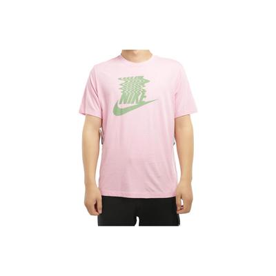 Odzież sportowa Duży Nadruk Logo Okrągły Dekolt Casual Sport Retro T-shirt z Krótkim Rękawem Męski T-shirt Różowy BQ1266-629