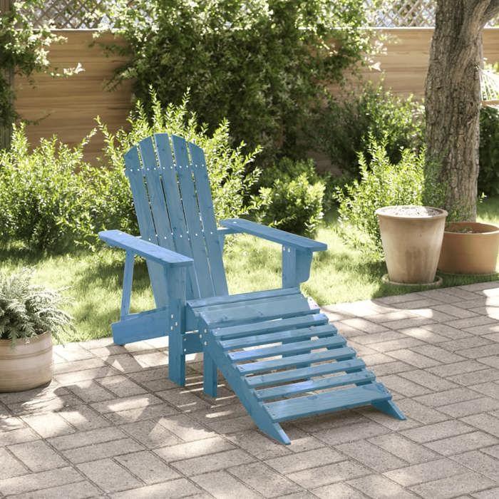 VidaXL Adirondack Chair with Footstool Blue Solid Fir Wood, Garden Chair, Outdoor Seating, Outdoor Chair, Seat 4007242