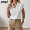 Women's Fashion Casual Solid Color Print V-Neck Short Sleeve Blouses & Shirts