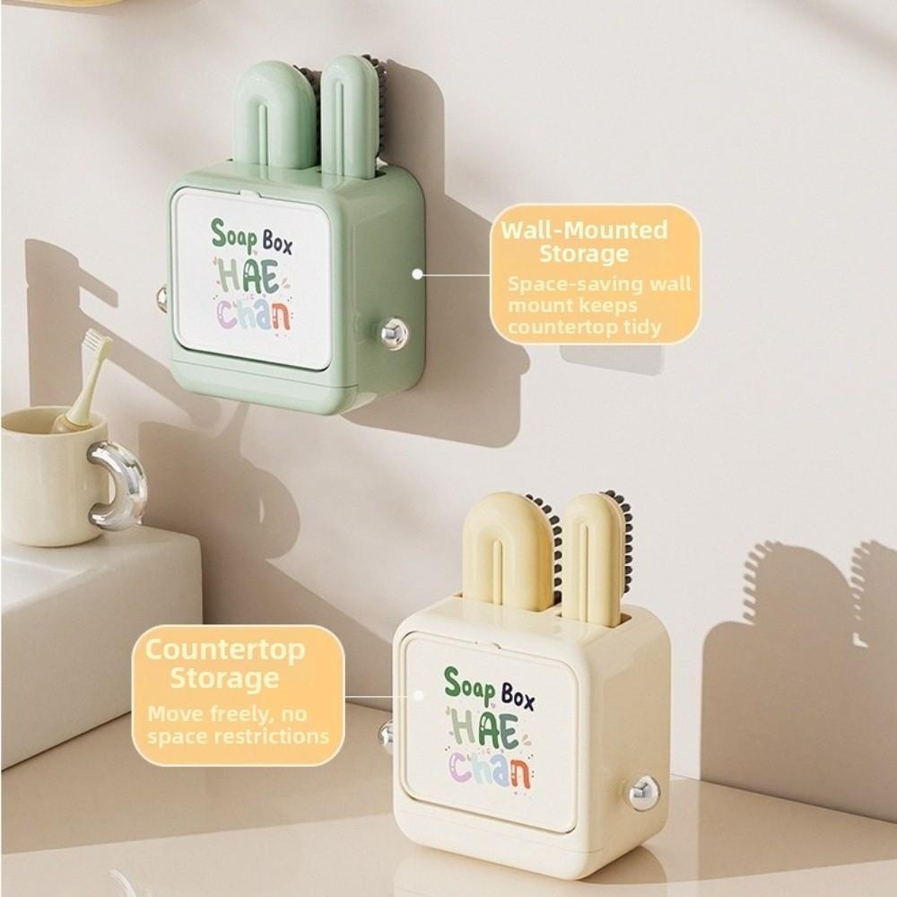 3 in 1 Clothing and Shoe Brush Set Space Saving Flip Laundry Brush Plastic Wall Mounted Bathroom Storage Box Bathroom Organizer