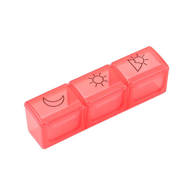 Přenosná vícebarevná mini krabička na pilulky se třemi denními přihrádkami