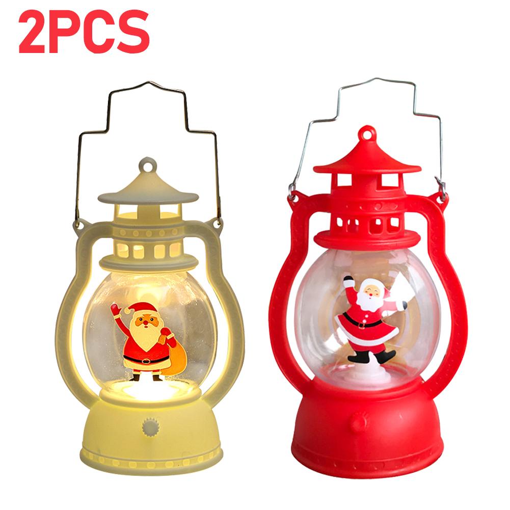 Christmas Portable Lantern Battery Operated Santa Claus Snowman Oil Lamp with Handle Xmas New Year Gifts for Table Decoration
