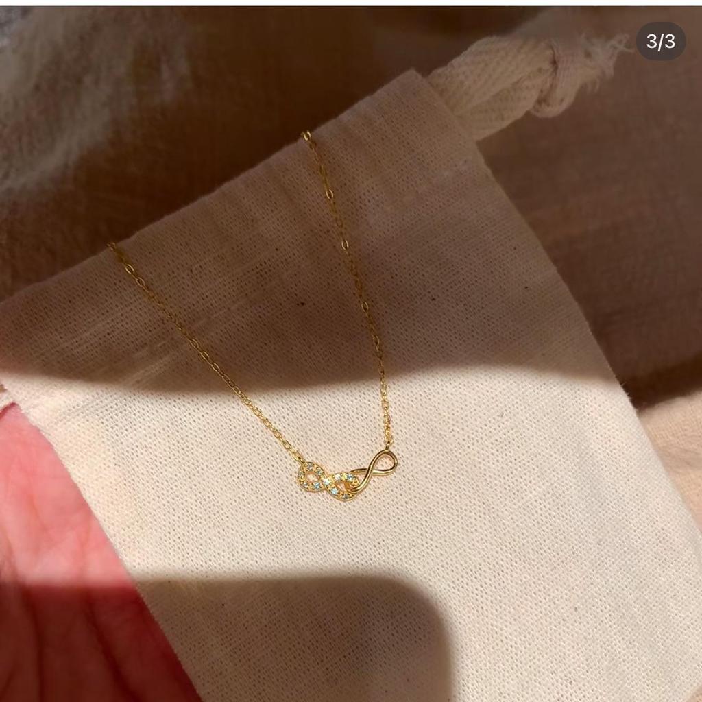 S925 Gold Double 8 Necklace - Exquisite Infinite Love Collarbone Chain