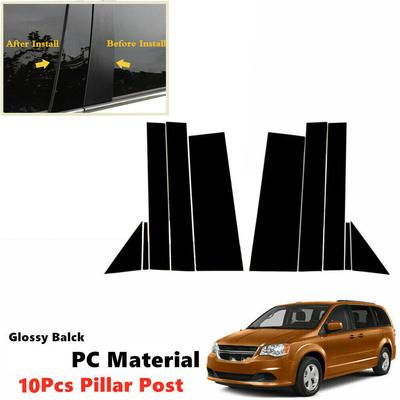 10pcs Set Black Pillar Posts Door Trim Kit Fit For DODGE Grand Caravan 2008-2020
