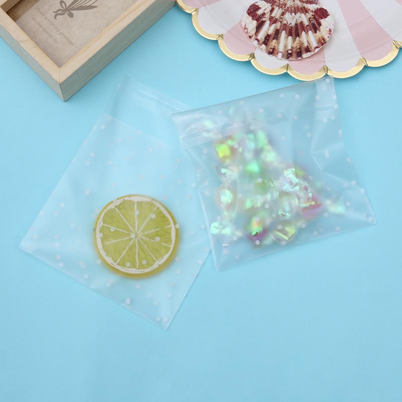 100Pcs Gift Packing Bag Plastic Biscuits Packaging Bread Baking Supplies White Dot candy Cookies Package Party wedding decor