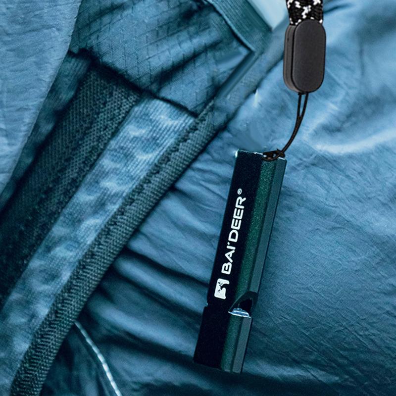 Aluminum Alloy High Decibel Whistle Keychain Double Pipe With Rope Camping Hiking Whistle 5 Colors Outdoors Portable Tools