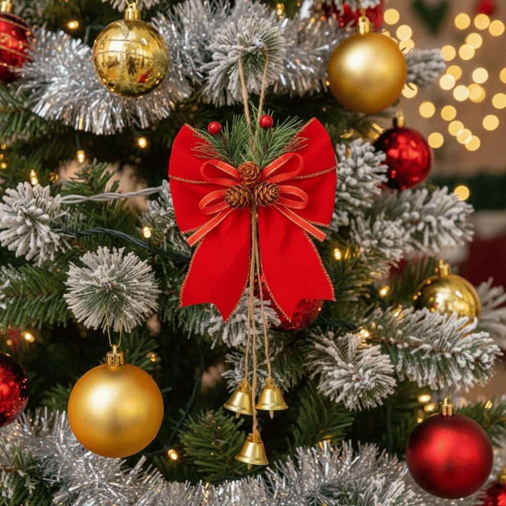 6Pcs/Set Creative Christmas Bows Hanging Ornament Christmas Tree Charm Xmas Party Supplies