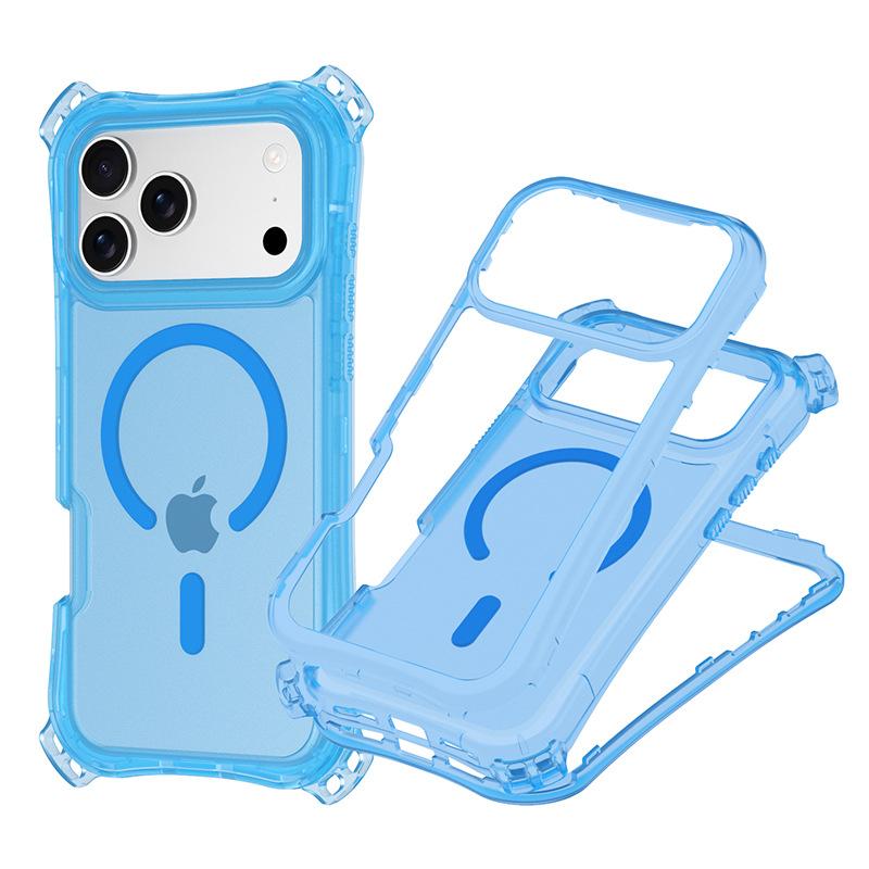 For Apple 17 Mobile Phone Case for IP17PROMAX Three-in-one Skin-sensitive Magnetic Phone Case Small Four-corner Lanyard