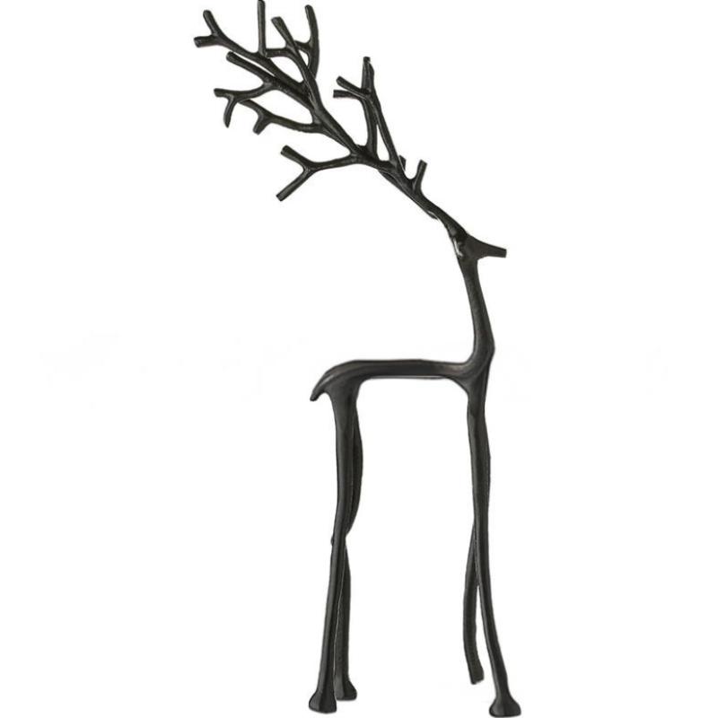 Christmas Decorations Black Reindeer Statues Modern Alloy Xmas Figurines Elegant Indoor Holiday Decor Table Centerpieces Xmas