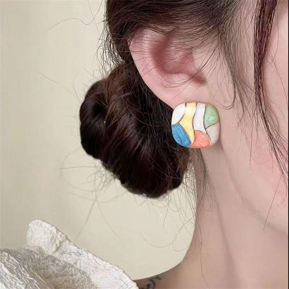 Jewelry Niche Design Girl Stud Earrings Women Square Earrings Korean Style Earrings Ear Studs