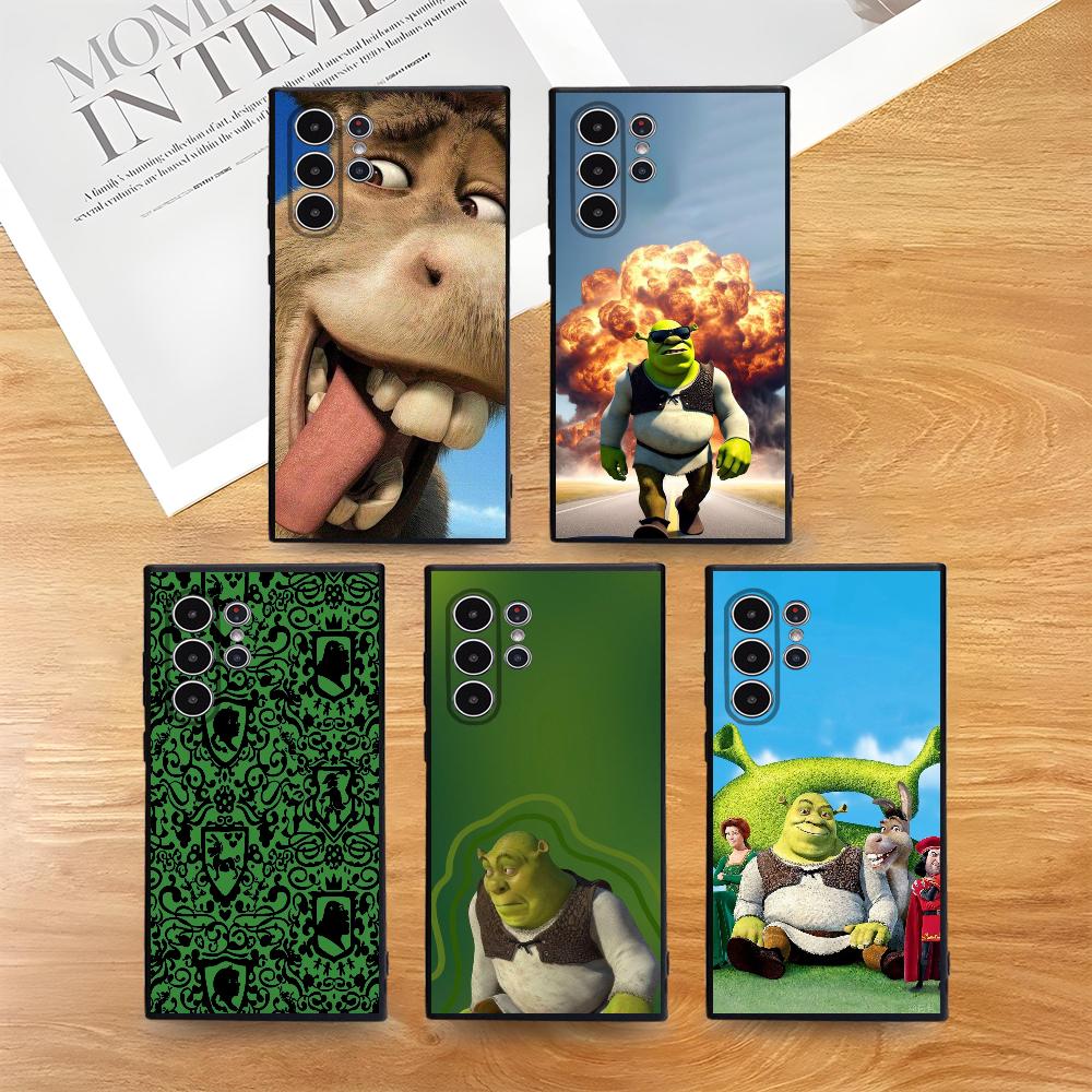 Cartoon S-Shrek Funny Phone Case For Samsung Galaxy S25 S24 S22 S23 Ultra S21 S20 Plus 5G Frosted Non-Slip Full Cover Soft Case