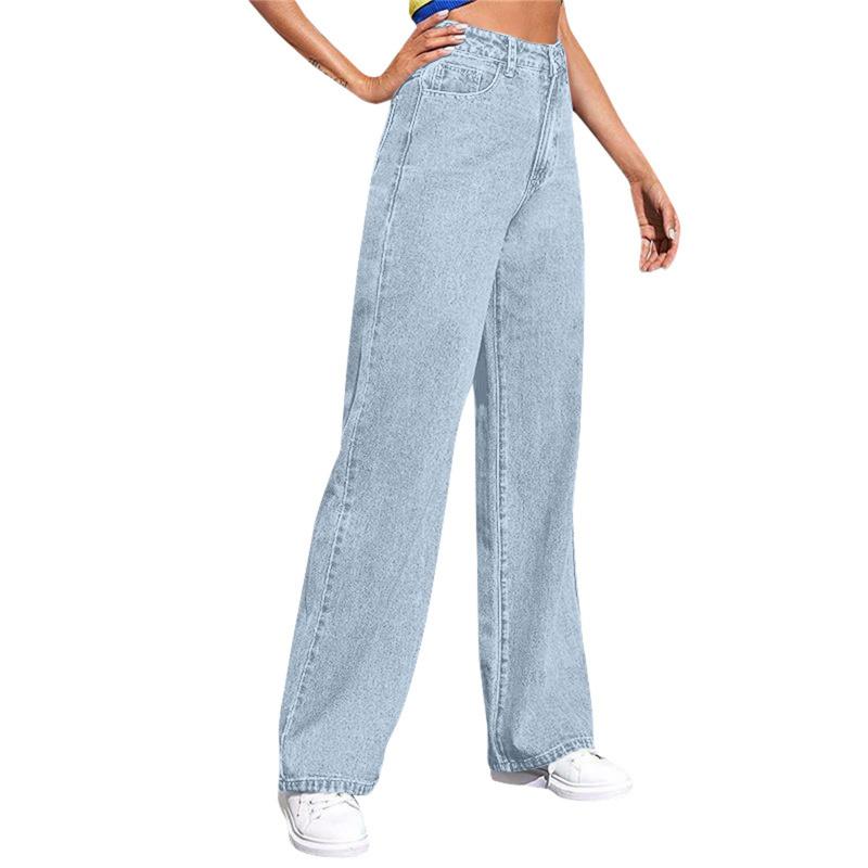 High-waisted wide-leg jeans for women, new slim-fit straight-leg versatile vintage American style with a nice drape