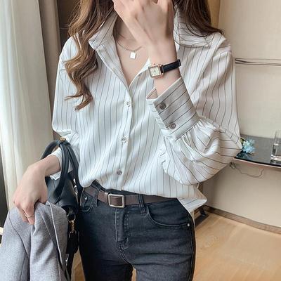 Women Striped Shirt 2025 New Spring Summer Chiffon Blouse Professional OL Light Mature Wind Shirt