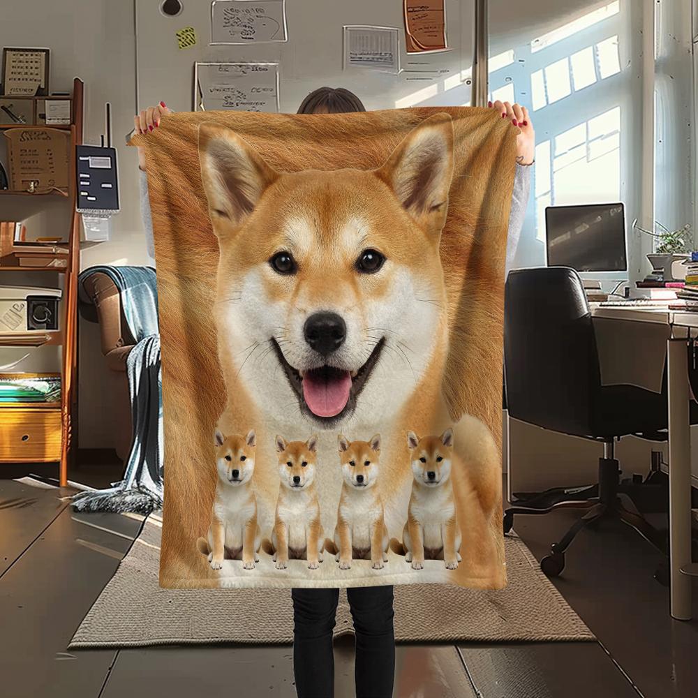 1 Stück Shiba Inu Bullterrier Druck Flanelldecke, Hohe Qualität, Bequem für alle Jahreszeiten, Heimdekoration, Wärme und Komfort, Perfekt für Geschenke