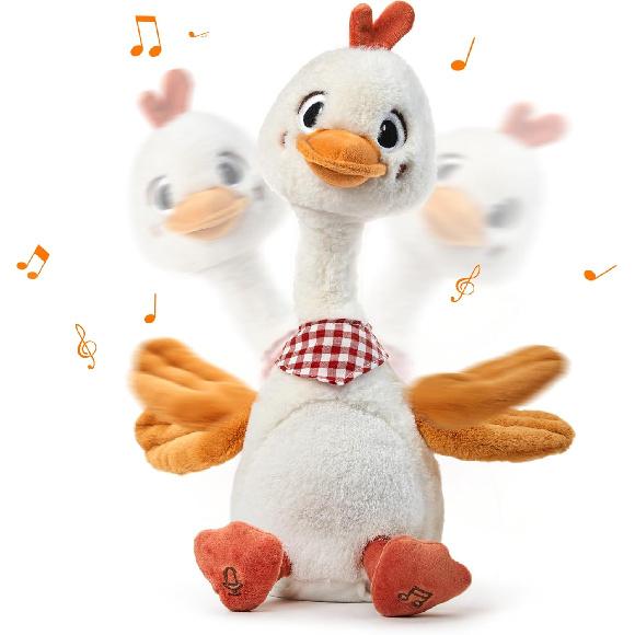 TUMAMA Talking Dancing Duck Toy - Soft Plush Electronic Pet with Twisting Neck and Flapping Wings, Features Singing, Recording, Repeating for