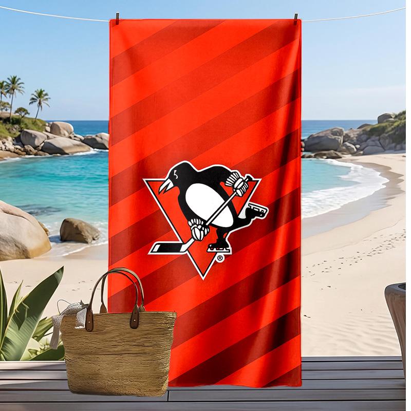 Pittsburgh Penguins Print Beach Towel Soft Portable Quick?dry Towel For Pool Summer Vacation Outdoor Sport