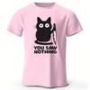 Cat with Knife Pattern Print Cotton Tshirt 2026 Summer New Style Casual for Both Unisex and Women Fashionable and Comfortable