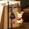 Dark Academic Room Decor Christmas Library Lantern, Mini Decorative Bookshelf Reading Lamp, Vintage Metal LED Lantern Night Light with Happy