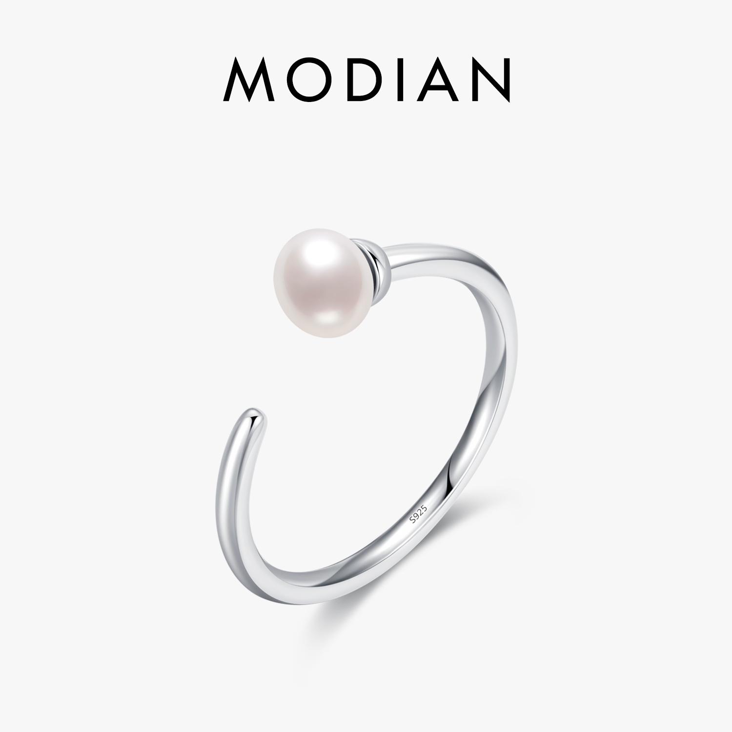 

925 Sterling Silver Elegant Natural Pearl Adjustable Size 6-9 Finger Ring Classic Simple Fine Jewelry For Women Gifts resizable