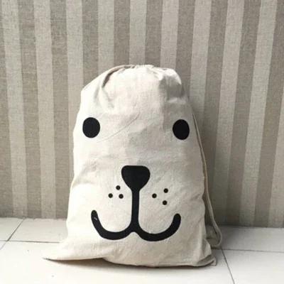 Großer Baumwoll-Leinen-Wäschebeutel, Spielzeugsack Aufbewahrungstasche, Bedruckter Stoff, Kordelzug Sporttasche, Schmutzige Kleidung Organizer Taschen