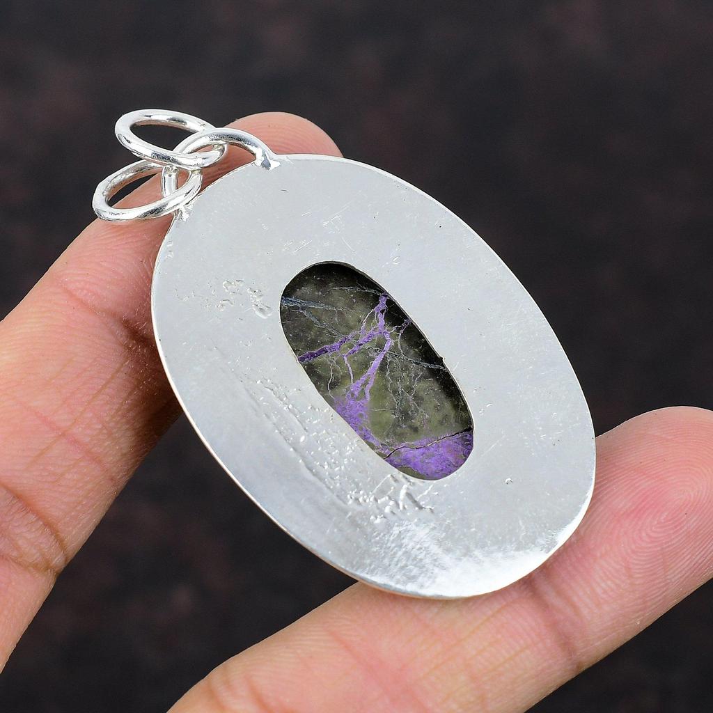 Purpurite Pendant Handmade Jewelry 925 Sterling Silver Pendant Antique Gemstone Jewelry Birthstone Jewelry Gift For Friend Statement Pendant