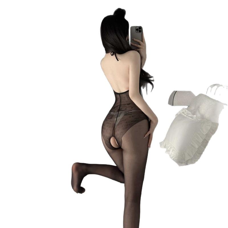 Pończochy do kostek Seksowne pończochy z literami Czysta pasja Siateczkowe pończochy z rozdarciem w kroku duży rozmiar darmowe kobiety