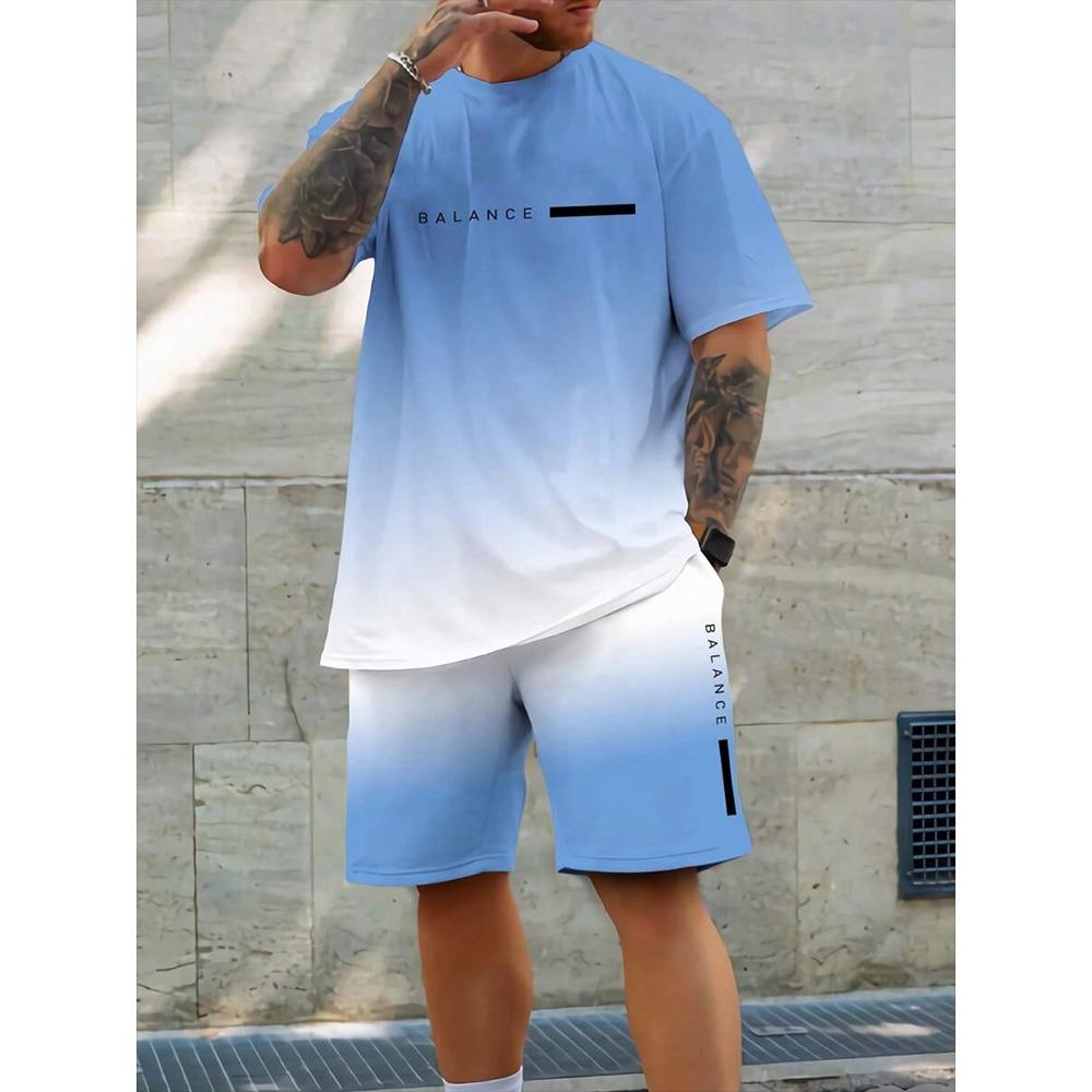 Herren T-Shirt im hawaiianischen Stil Strandhosen Anzug Täglich Lässig Stilvoll Herren Kurzarm Oberteil Outdoor Urlaub Herren Sportshorts