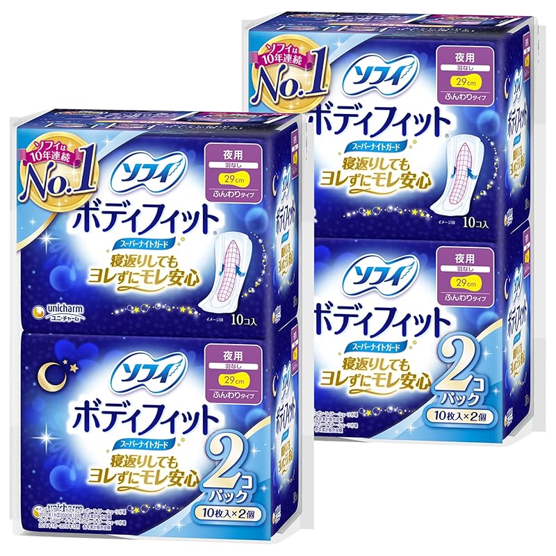

[Bulk purchase] Sophie body fit super night guard night use No wings 29cm 10 pieces x 4 packs (unicharm Sofy)