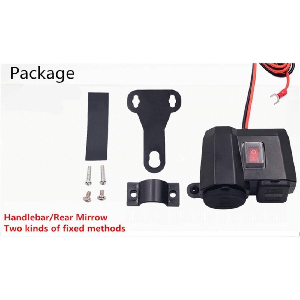 Dc12V Waterproof Motorcycles Handldbar 2Usb Port Adapter Blue Led With Voltmeter