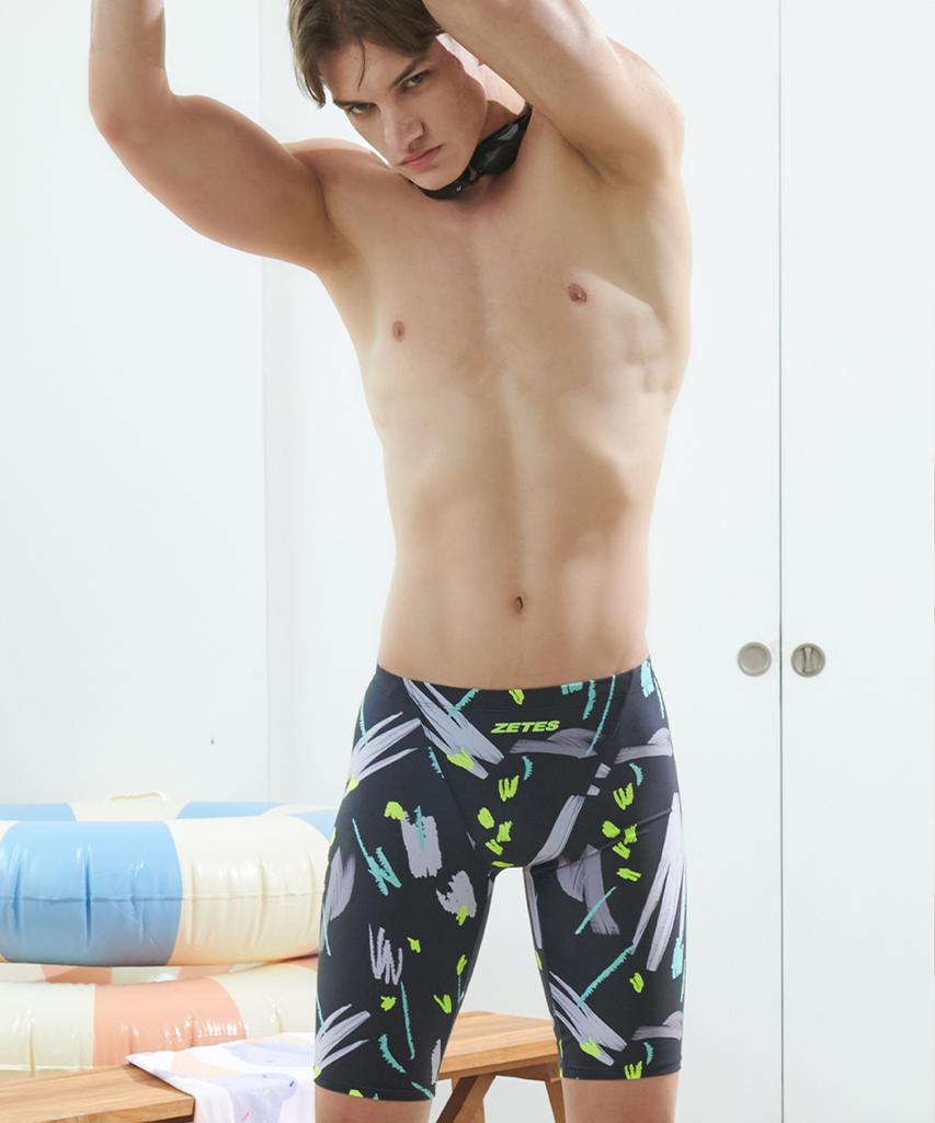 Jeteseu Men'S Dt Knee-Length Swim Shorts Indoor Swimwear Gr Rough M_9A452