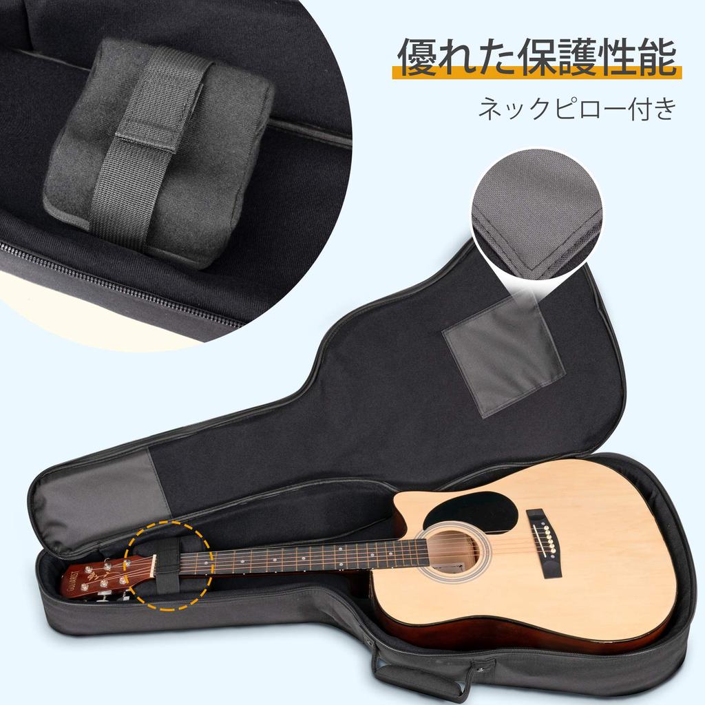CAHAYA Acoustic Guitar Gig Bag with Neck Pillow 18mm Sponge Folk Guitar Bag Acoustic Guitar Guitar Case 5 Large Capacity Pockets Shoulder Bag High End