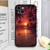 Creative Sunset Beach Wave Coconut Palm Landscape Phone Case for iPhone 17 16 Pro Max 15 14 13 12 11 Mini X 7 8 Plus Hard Cover