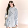 Winter Women's Sweet Thickened Blue Wool Coat
